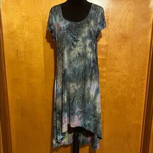 The Pyramid Collection High-Low Dress in Blue and Green